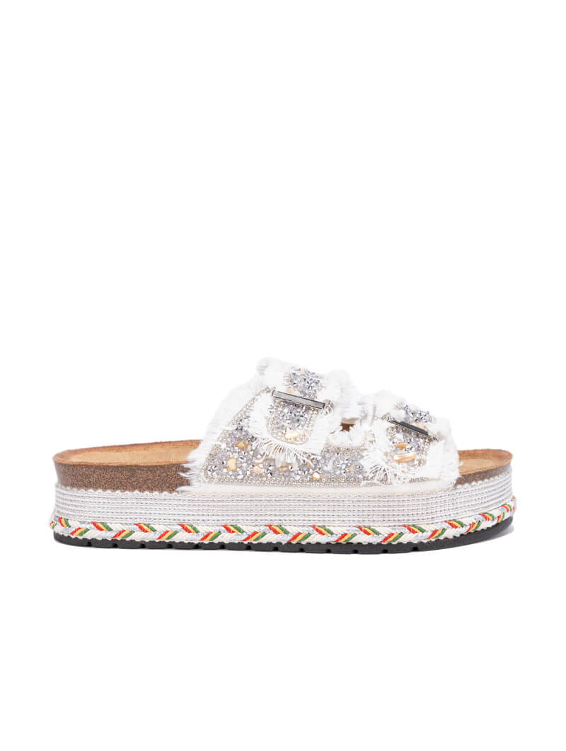 Mules à boucles et strass
